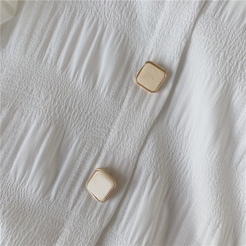 Áo sơ mi nữ BH tay ngắn phối dây xinh xắn thời trang 2021