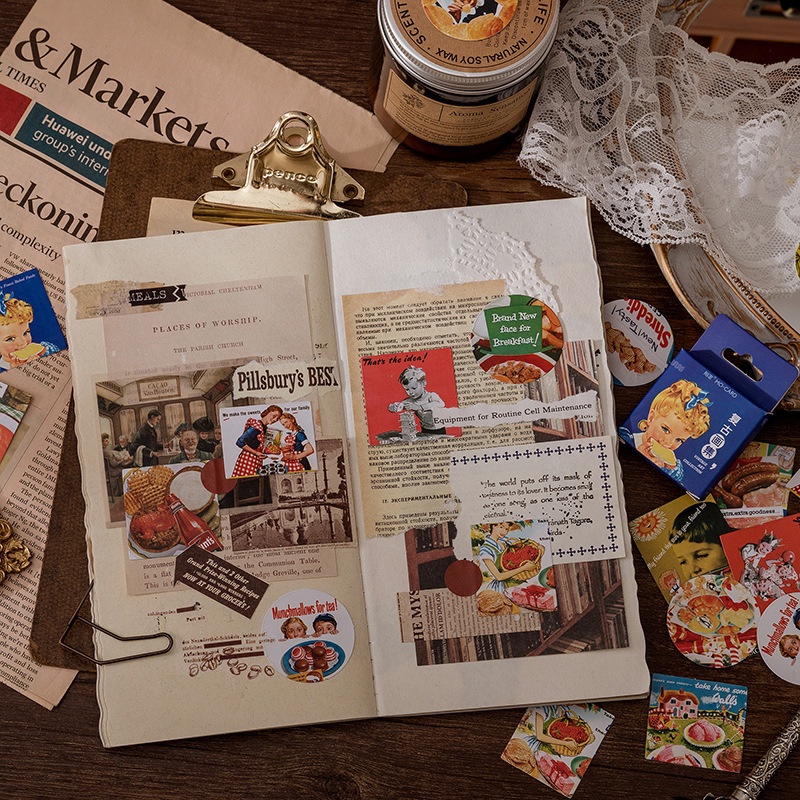 Set 45 Miếng Dán Trang Trí Phong Cách Retro Sáng Tạo