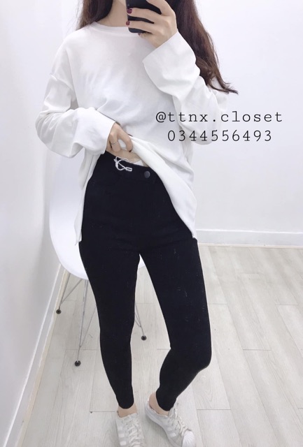 Quần skinny đen cạp cao chất siêu đẹp