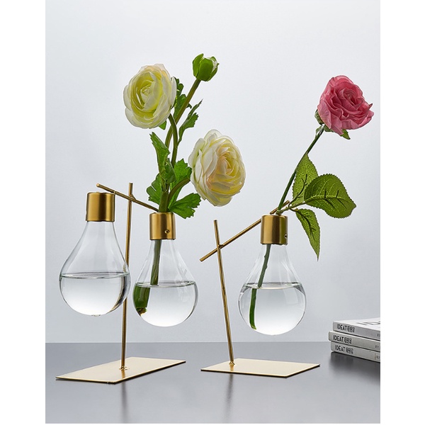 Lọ hoa trang trí decor nhà cửa kiểu bóng đèn phong cách hiện đại phù hợp nhiều không gian, để bàn trưng bày