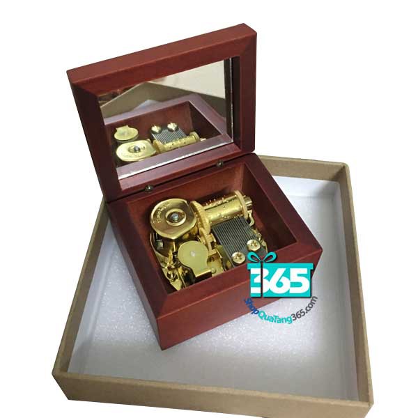 Hộp Nhạc Gỗ Sồi Sankyo Máy Màu Vàng , Hộp Nhạc Dây Cót, Phát Nhạc Gỗ Vàng - HNC01