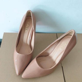 Giày cao gót đế đỏ màu nude 9p