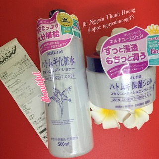 ( Hàng có bill Nhật) Bộ đôi nước hoa hồng và kem dưỡng Naturie Skin Conditioning Gel