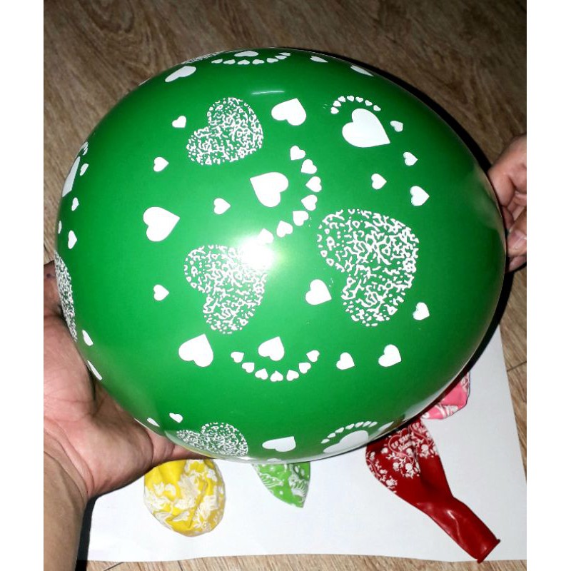 Sét 8 cái bong bóng in hoa và chữ nhiều màu khi bơm lên đường kính 35cm