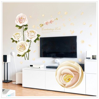 Decal dán tường Hoa hồng trắng - decalhcm