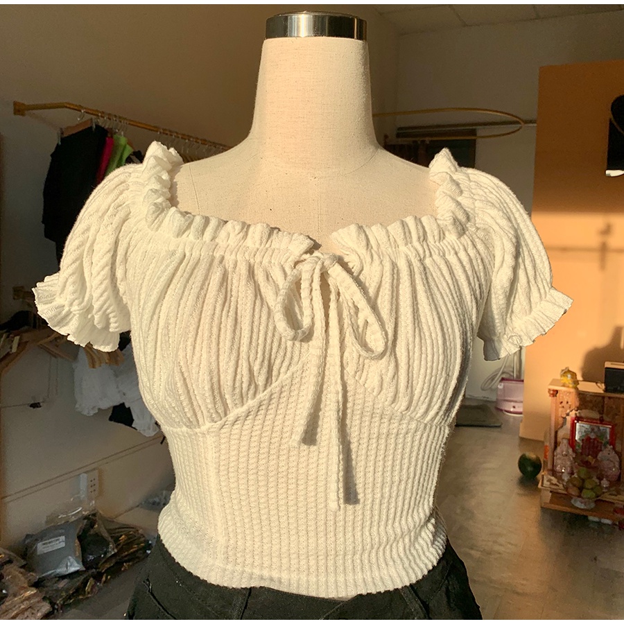 Áo croptop nữ tay ngắn áo kiểu bigsize ôm trễ vai MUP Bigsize AC08