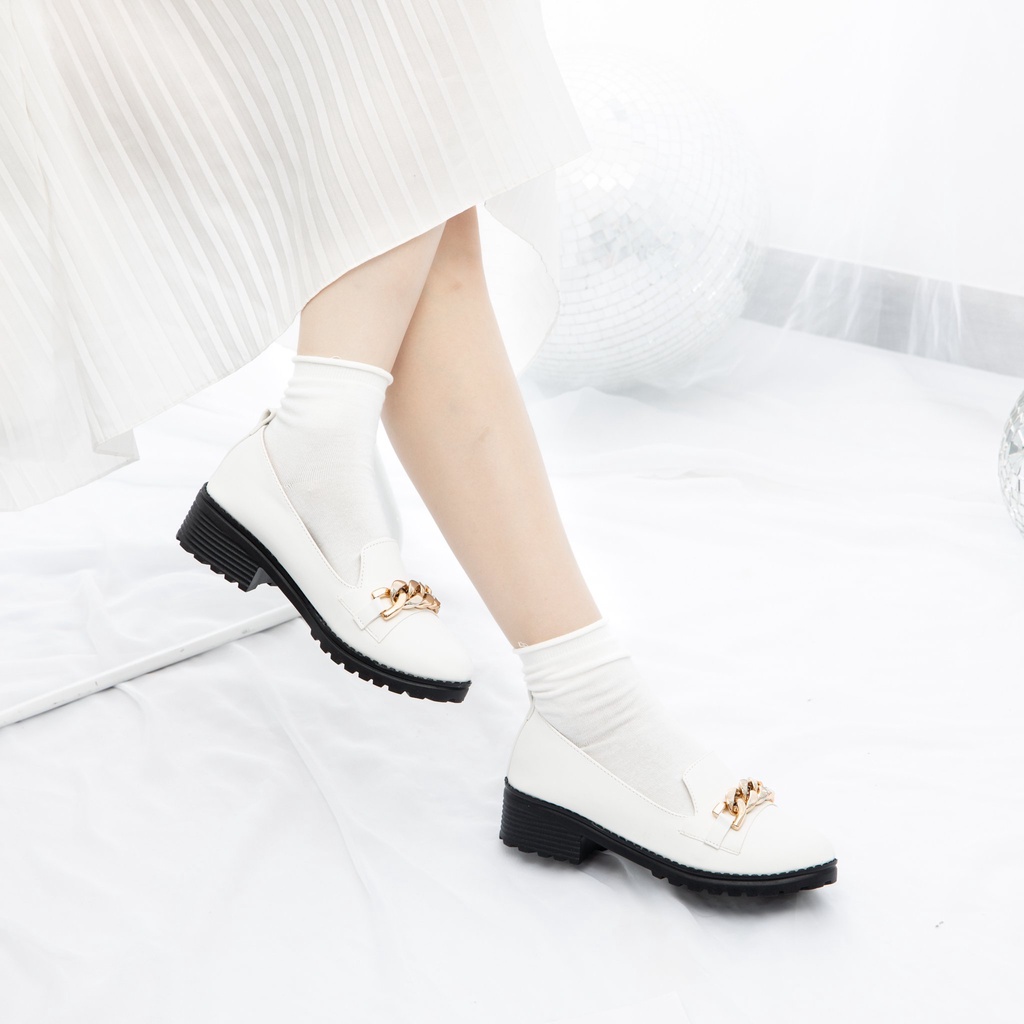Giày MWC 9609 - Giày Oxford Đế 3CM, Oxford Da Đính Móc Xích Phong Cách Ulzzang Hàn Quốc