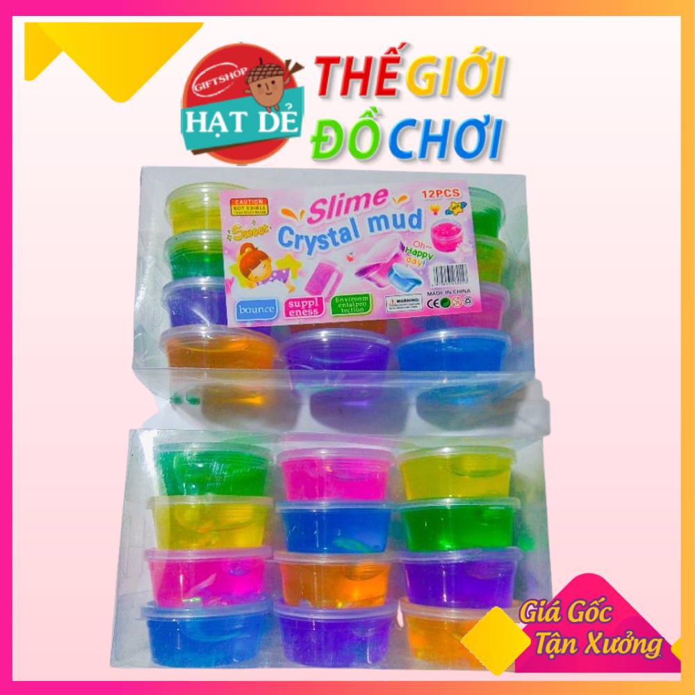 [Set 12 Hộp] Chất Nhờn Ma Quái Slime, Slam Trong Suốt Nhiều Màu Sắc