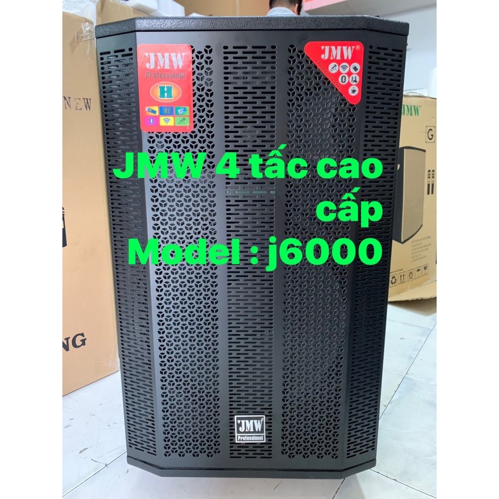 [tặng kèm 2 mic không dây] loa kéo không dây karaoke gia đình jmw j6000 công suất lớn 600w vỏ gỗ sang trọng âm bass đỉh