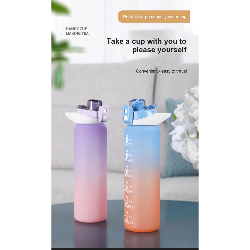 ღ 1L Lớn Bình Nước Có Nắp Đậy Và Ống Hút Nhiều Màu Nhựa PP Cốc Nước Trẻ Em Di Động Xe Đạp Thể Thao Ngoài Trời Tập Gym tập Thể Dục Cốc