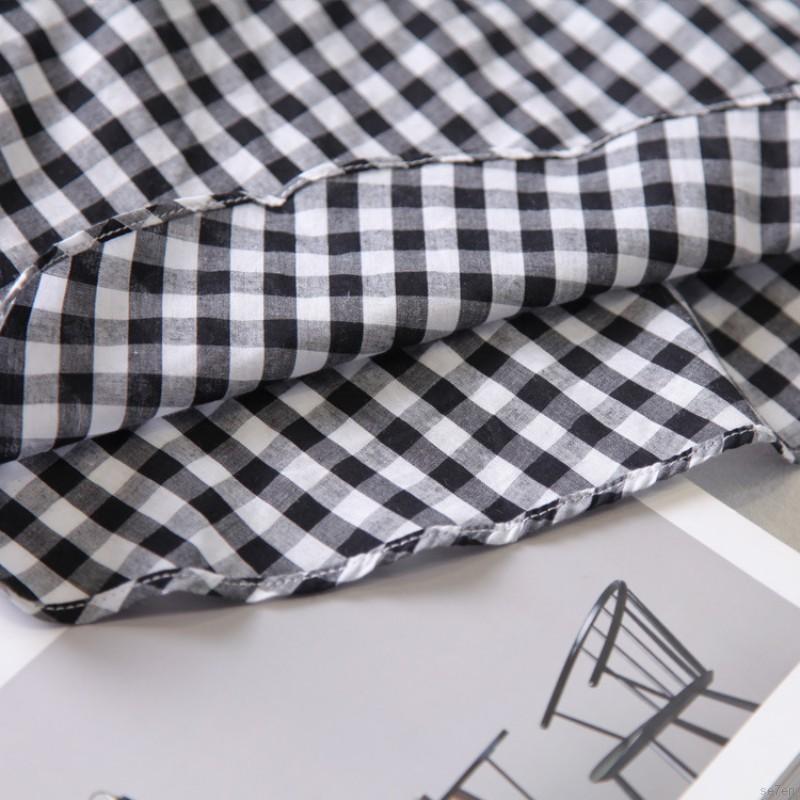 Đầm Hai Dây Họa Tiết Kẻ Ca Rô Dành Cho Bé 1-6 Tuổi