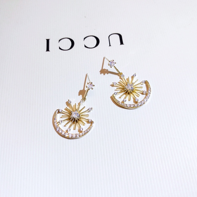 Bông Tai Đính Đá Zircon Lấp Lánh Phong Cách Hàn Quốc Thời Trang Cho Nữ