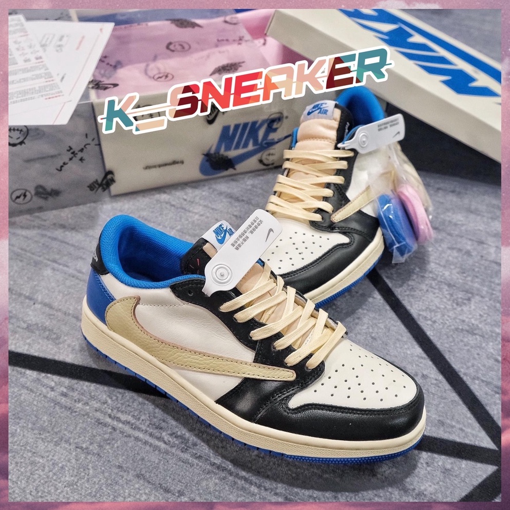 Giày Jordan cổ thấp Travis Scott, JD1 Cổ thấp travis xanh dương full size nam nữ