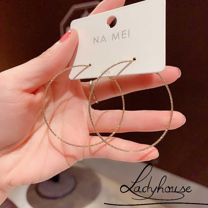 Bông tai hình tròn cỡ lớn màu sắc lấp lánh phong cách cá tính thời trang cho nữ