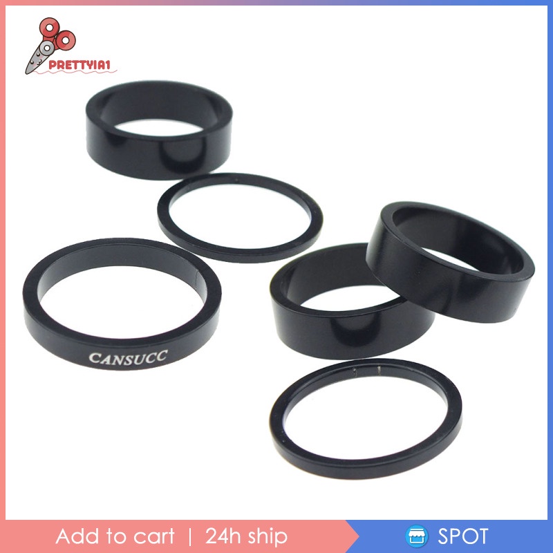 [Prettyia1] Bộ 6 Vòng Đệm Phuộc Trước Điều Chỉnh Chiều Cao Cho Thân Xe Đạp 1-1 / 8 &quot;