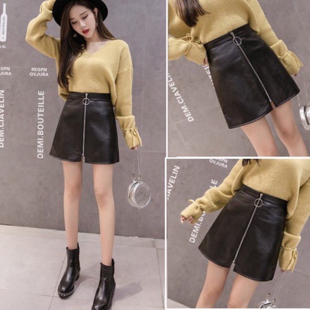 Chân váy da khóa trước cá tính | BigBuy360 - bigbuy360.vn