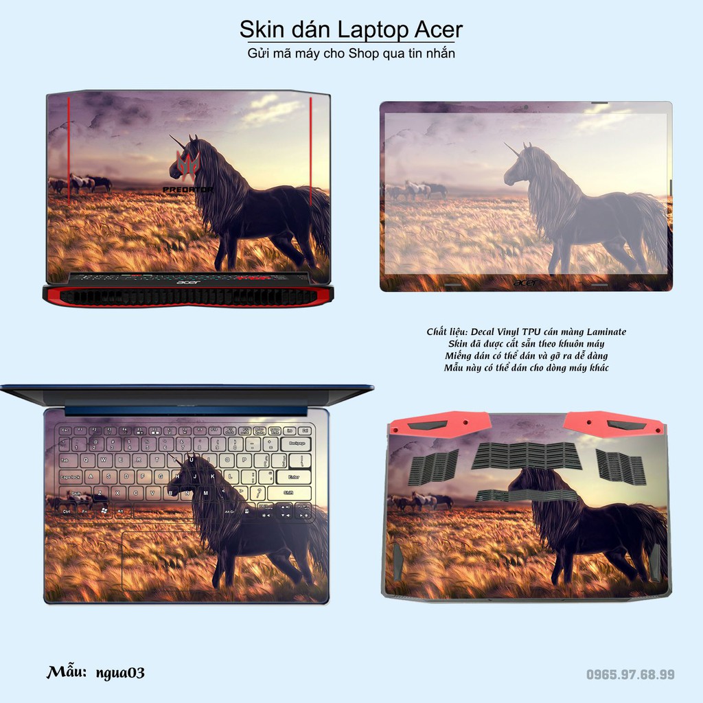 Skin dán Laptop Acer in hình Con ngựa (inbox mã máy cho Shop)