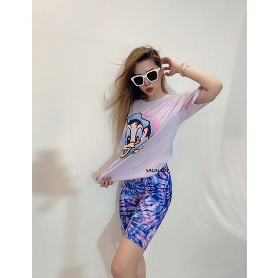 Quần Biker Tập Gym Yoga F21 Loang Xanh Tím - 3236