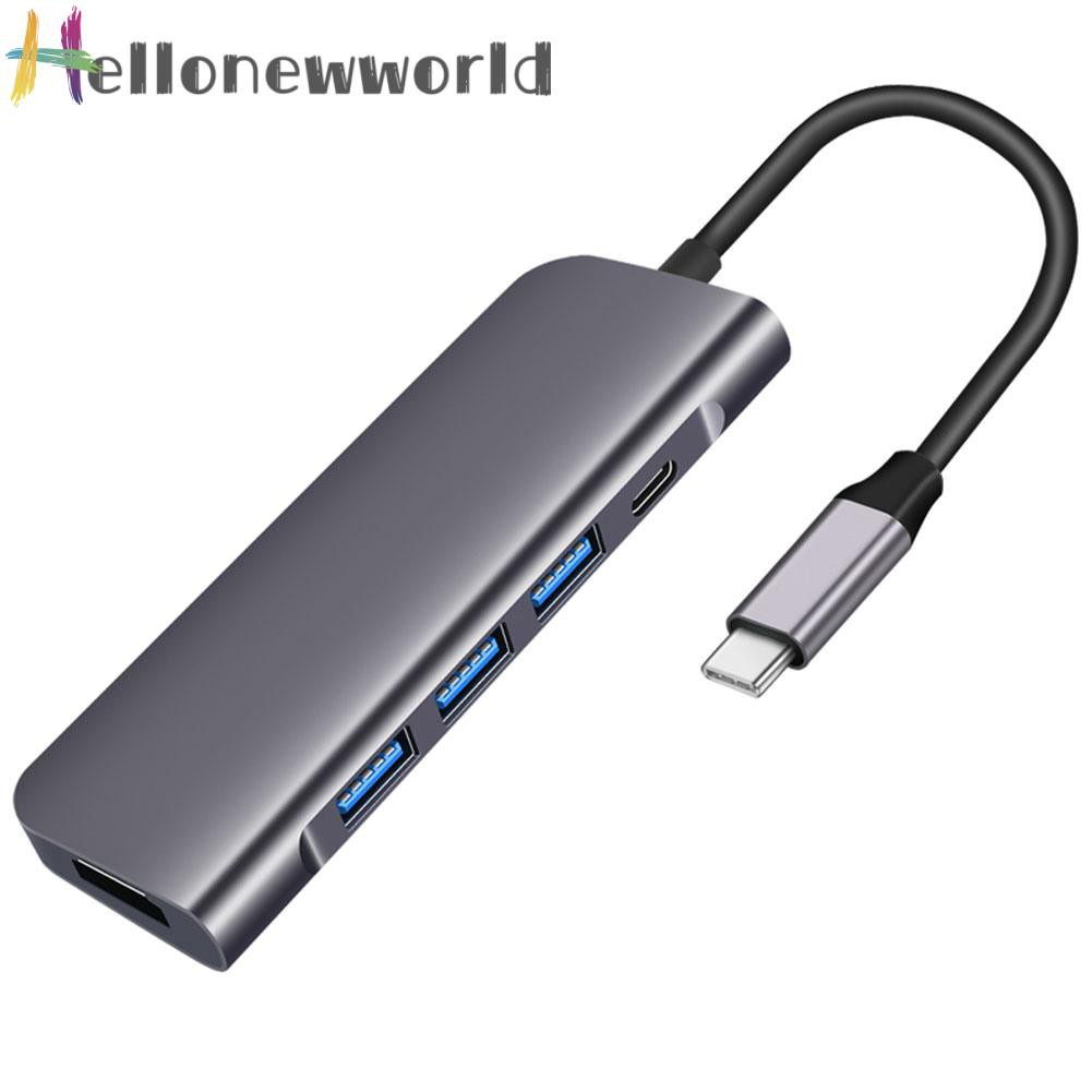 Hellonewworld USB C Hub 5 in 1 Type C to USB 3.0 65W PD 4K HDMI-compatible Adapter for Laptop PC