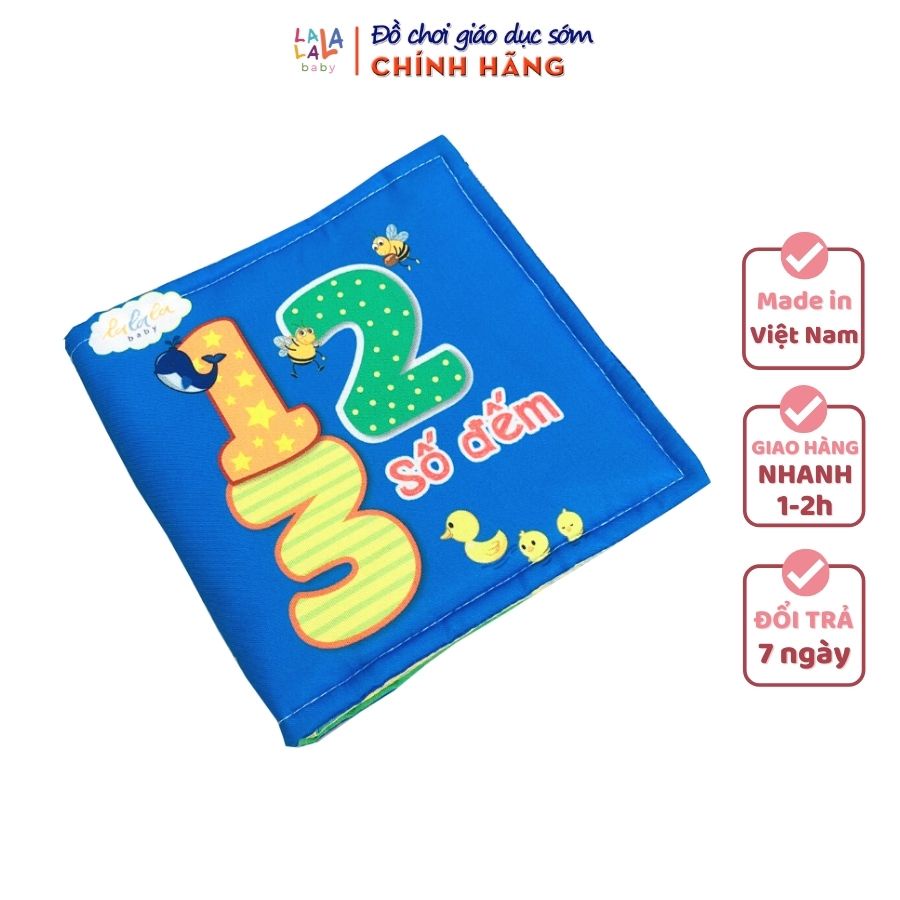 Sách vải Lalala Baby kích thích đa giác quan chủ đề Số đếm, kích thước 15x15cm 12 trang cho bé 0 - 4 tuổi