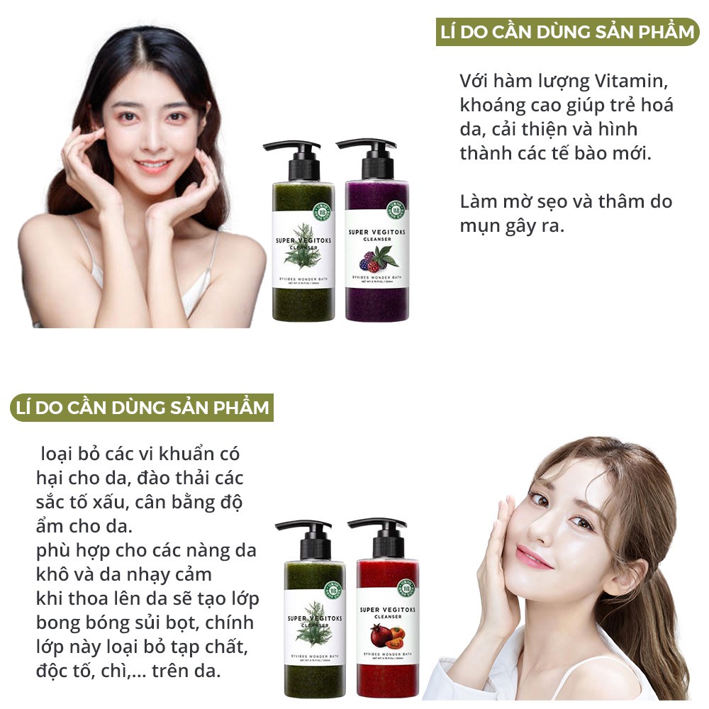 Sữa rửa mặt la Super Vegitoks chiết xuất rau củ giảm mụn tạo bọt dịu nhẹ cho da mụn RM03