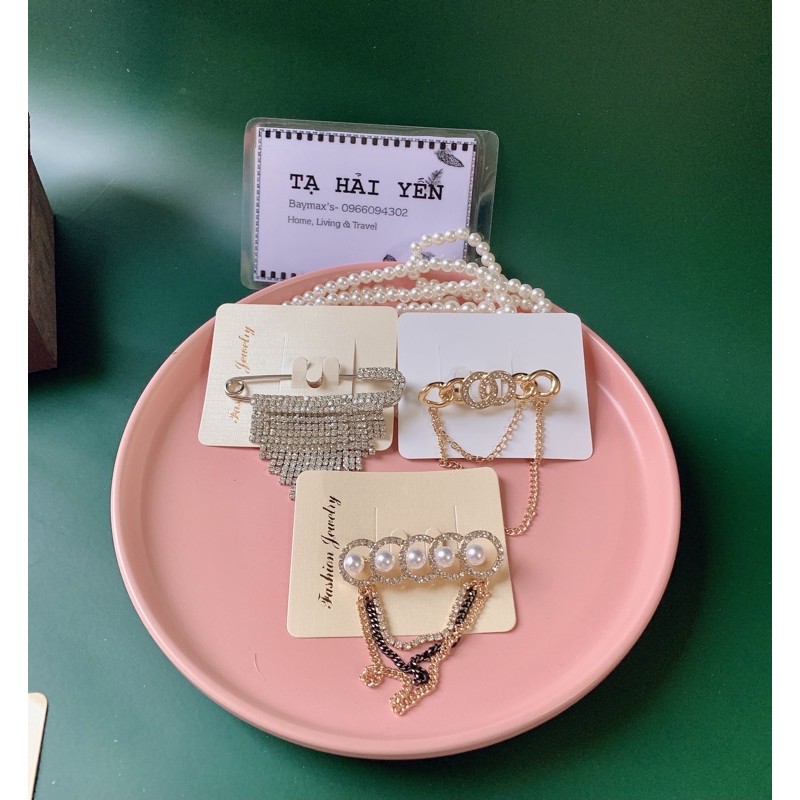 Tag cài áo kim băng cao cấp mẫu đẹp sang chảnh, ghim cài áo vest, sơmi, len đính đá hàng Quảng Châu cao cấp bao không gỉ