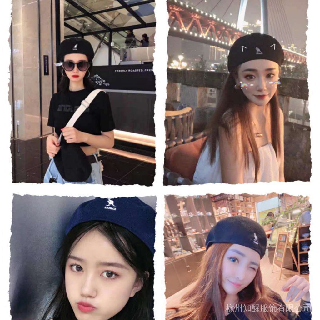 Mũ beret KANGOL phối lưới đẹp thanh lịch cho nam nữ