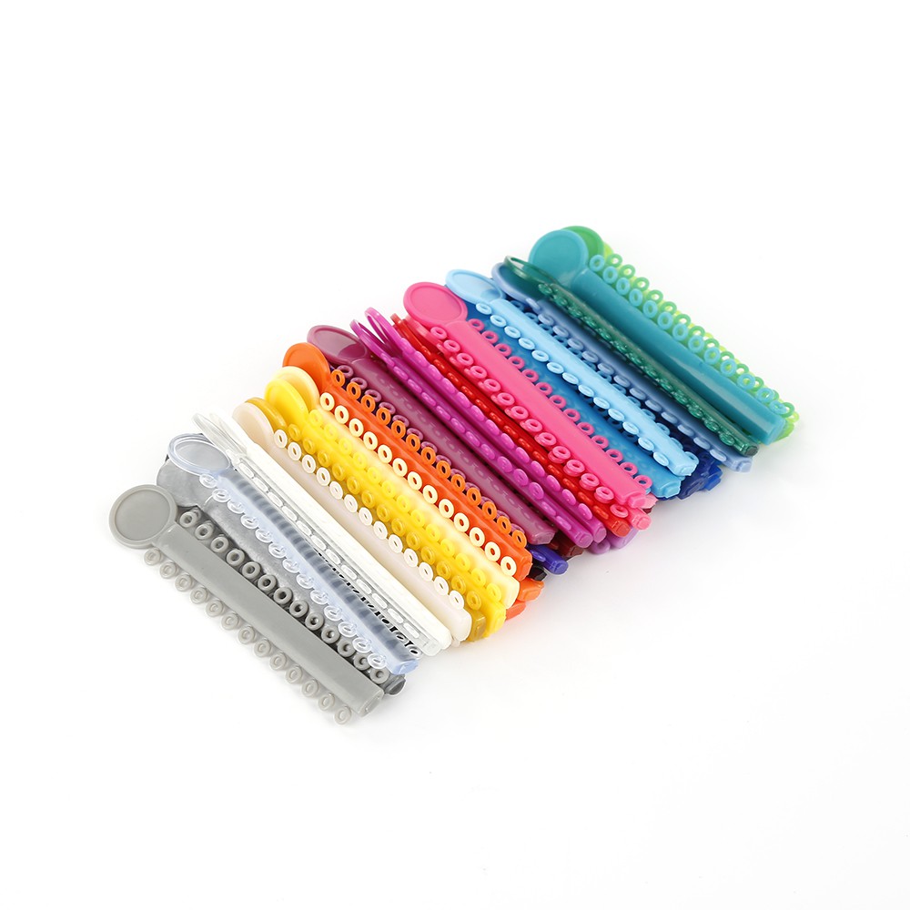 Bộ 40 dây buộc chỉnh nha làm từ cao su đàn hồi 6cm x 1.2cm thiết kế vòng chữ O nhiều màu sắc