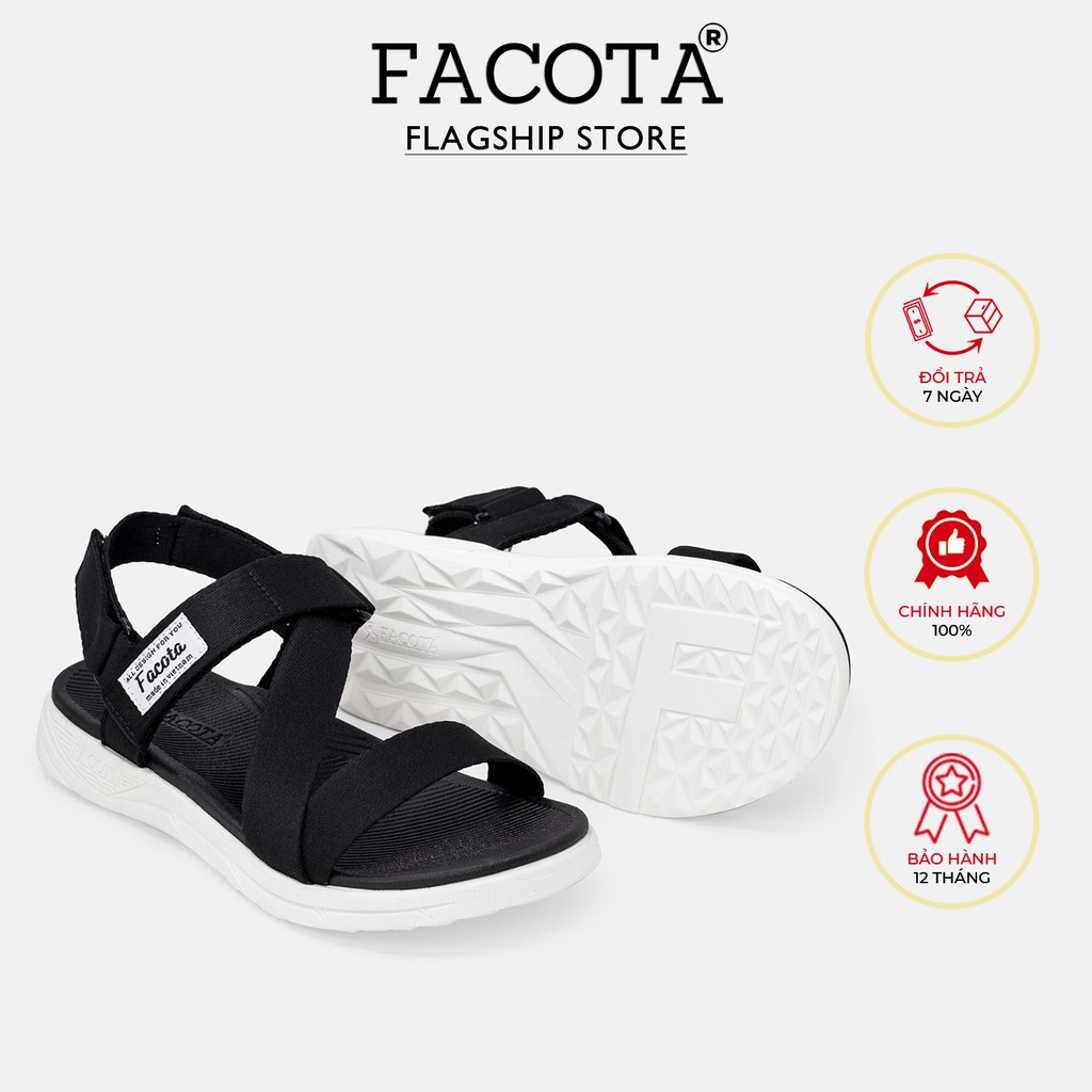 FACOTA giày dép sandal nam nữ, mang đen đế trắng mang đi chơi đi học NN02