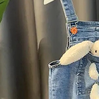 Bear leader quần yếm jean ống rộng họa tiết thỏ xinh xắn cho bé gái hoco - ảnh sản phẩm 4