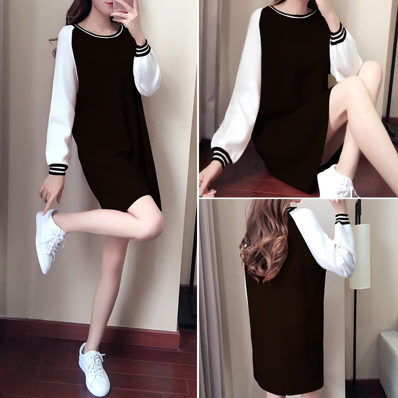 Đầm suông tay dài phong cách Hàn Quốc ngọt ngào và thời trang cho nữ