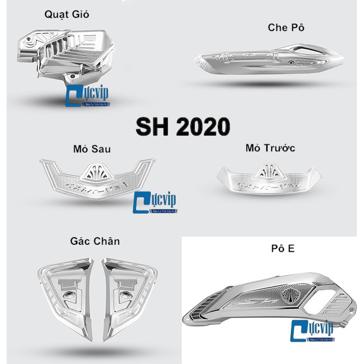[Giá Hủy Diệt] - (3428) - Bộ 6 Món Bảo Vệ Xe SH 2020 Xi Inox, Mạ Crom