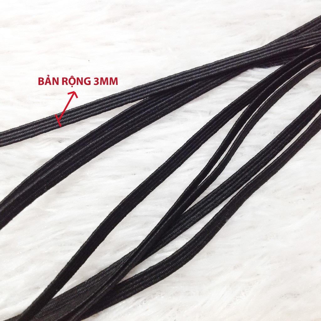 Dây thun dẹp dùng trong may mặc quần áo làm khẩu trang bản rộng 3mm
