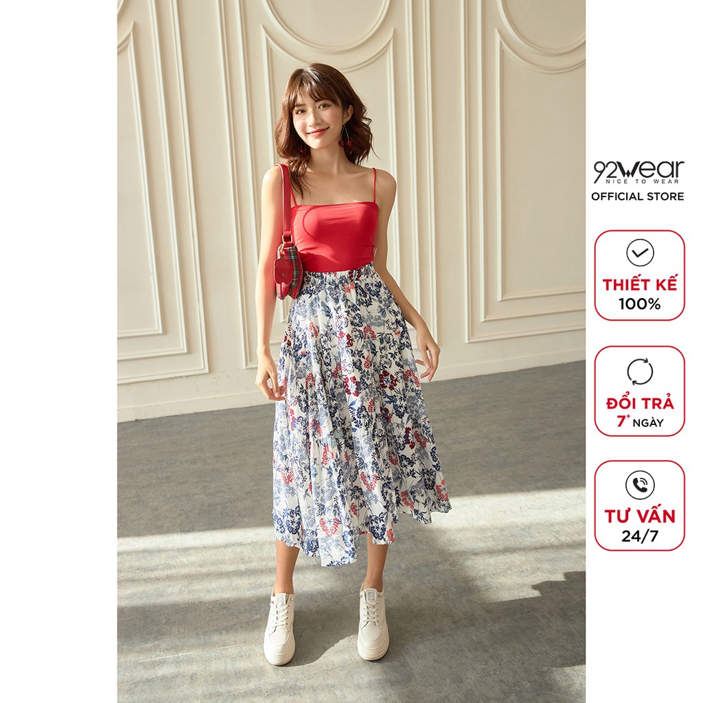 Chân váy dài 92WEAR nhiều màu dáng xòe rút dúm bèo JDW0746 | BigBuy360 - bigbuy360.vn
