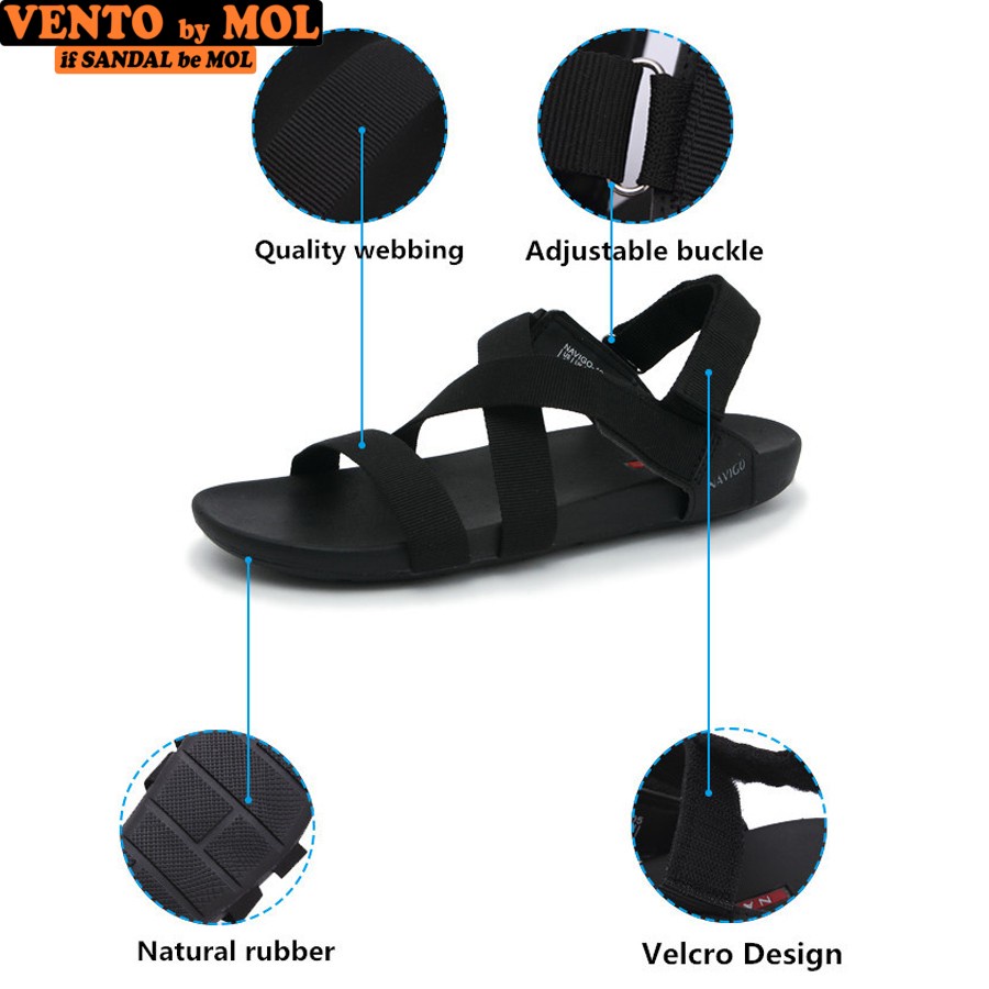 Giày sandal Vento nam quai chéo vải dù có quai hậu cố định mang đi học đi biển du lịch NV4905B