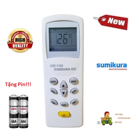 Remote Điều khiển điều hòa Sumikura 1 & 2 chiều Inverter- Hàng mới 100% Tặng Pin