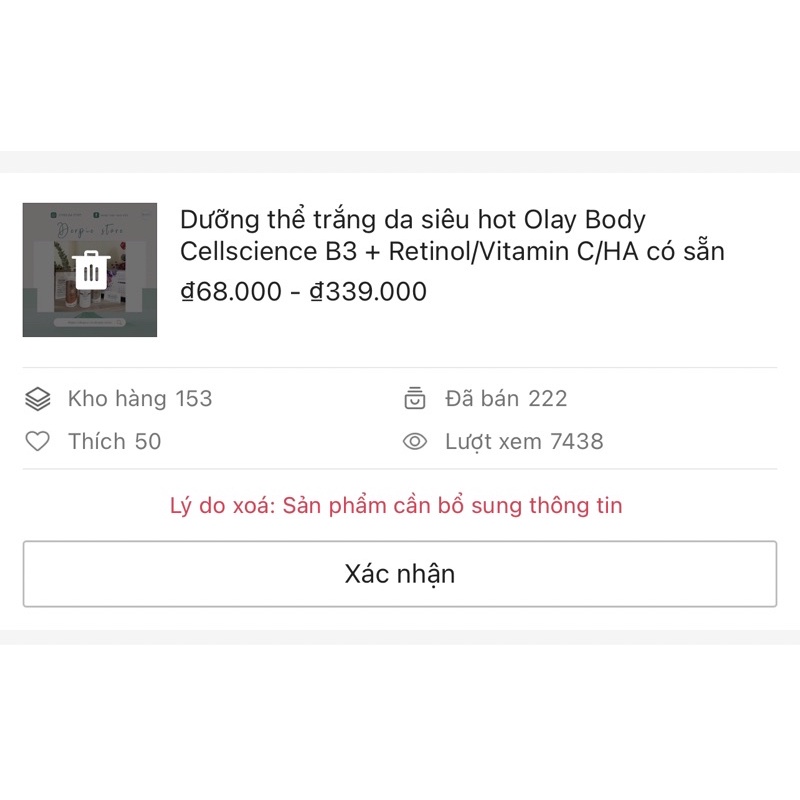 Dưỡng thể trắng da siêu hot Olay Body Cellscience B3 + Whitening/Retinol/Vitamin C/HA có sẵn