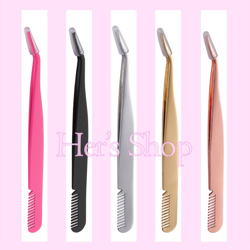 Nhíp Gắp Mi Giả Phụ Kiện Móng Đầu Cong Bằng Thép Không Gỉ Chống Tĩnh Điện