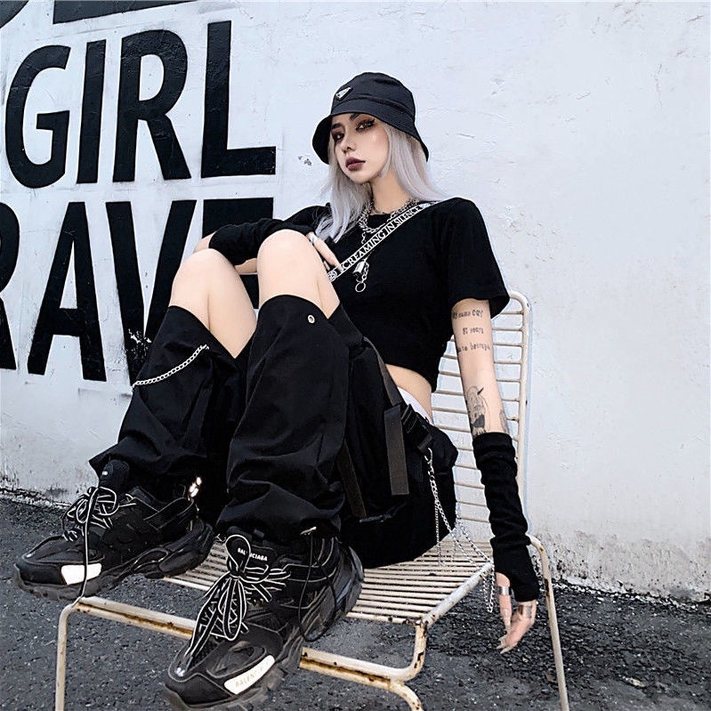 Quần Dài Màu Đen Phong Cách Hip Hop Đường Phố Cá Tính Cho Nam Và Nữ