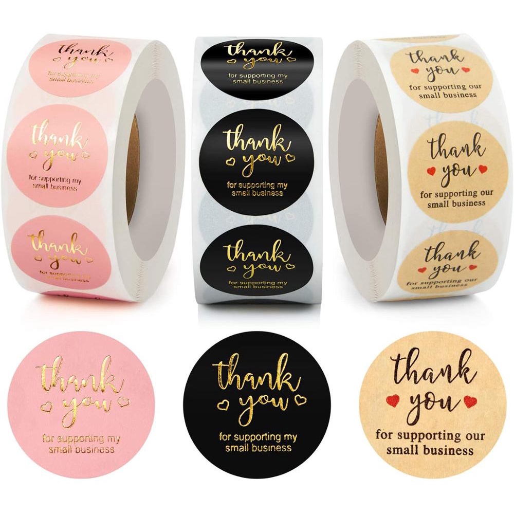 Cuộn 500 miếng dán chữ Thank you trang trí thiệp xinh xắn