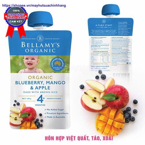 Ăn dặm trái cây nghiền và cháo Bellamy Organic của Úc | Chính Hãng Nhập Khẩu |