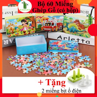 [30 Mẫu 1] 60 Miếng Ghép Gỗ Có Hộp Đựng Cho Bé Rèn Luyện Khả Năng Ghi Nhớ và Logic - Nabako