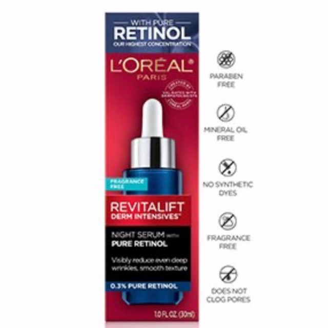 Huyết thanh chống nếp nhăn Loreal Revitalift Derm Intensives Night Serum Pure Retinol 0,3%