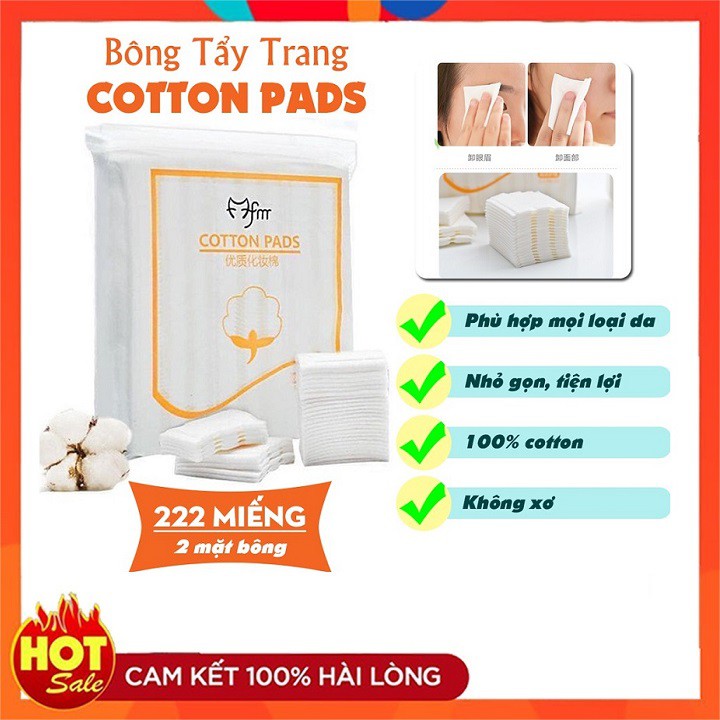 Bông tẩy trang 3 lớp Cotton Pads túi 222 miếng mềm dai dịu nhẹ