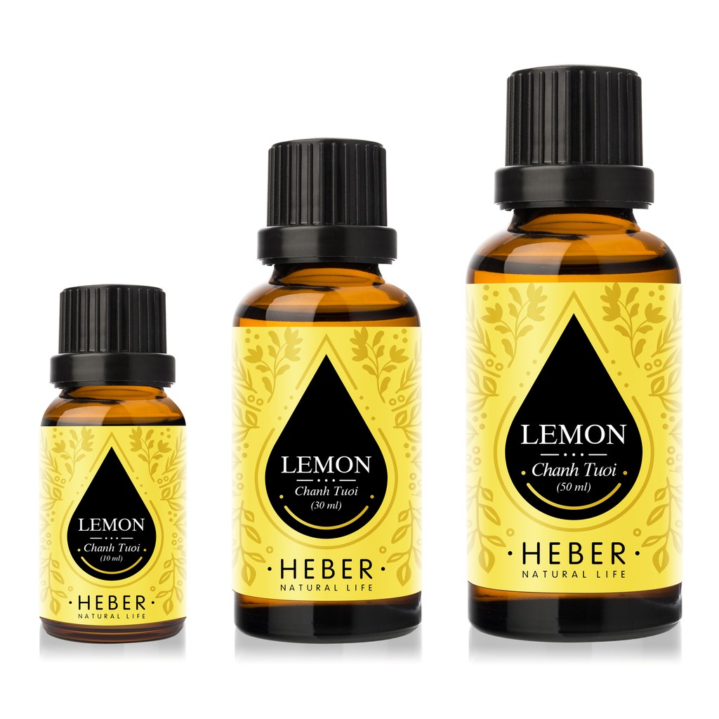 Tinh Dầu Chanh Tươi Heber Natural Life- Lemon, Cao Cấp Nhập Khẩu, Thiên Nhiên Nguyên Chất Xông Phòng 10ml/30ml/50ml