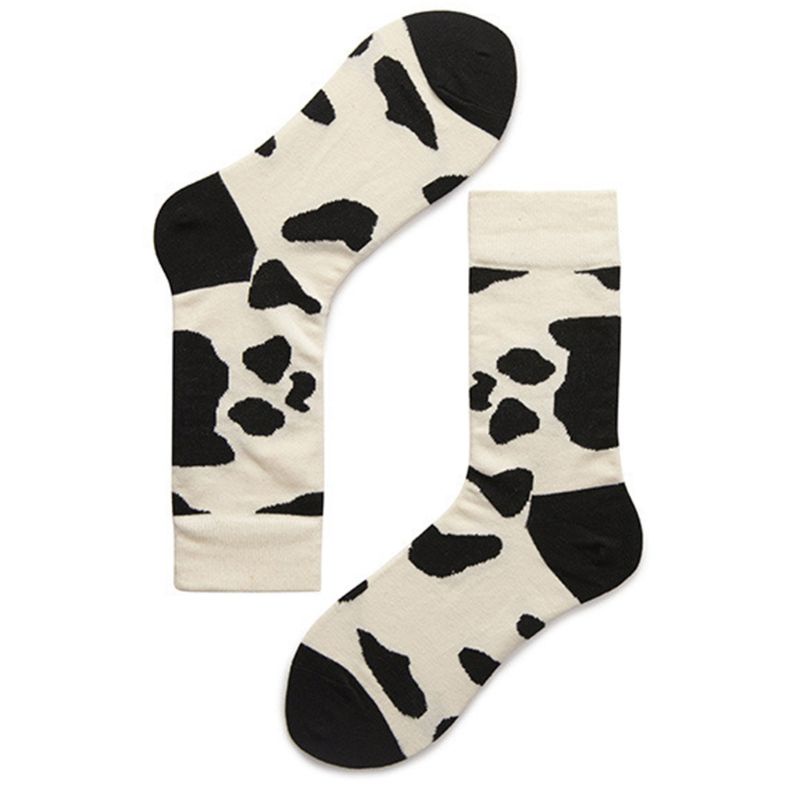 Vớ Cổ Vừa In Họa Tiết Bò Sữa Đen Trắng Vui Nhộn Cho Nam Và Nữ