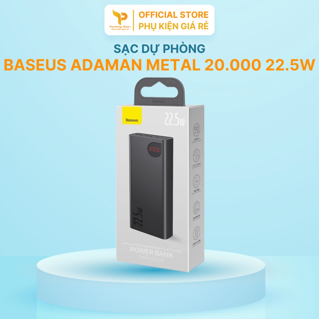 Pin dự phòng Baseus Adaman Metal dung lượng 20000mAh sạc nhanh 22.5W cho mọi thiết bị