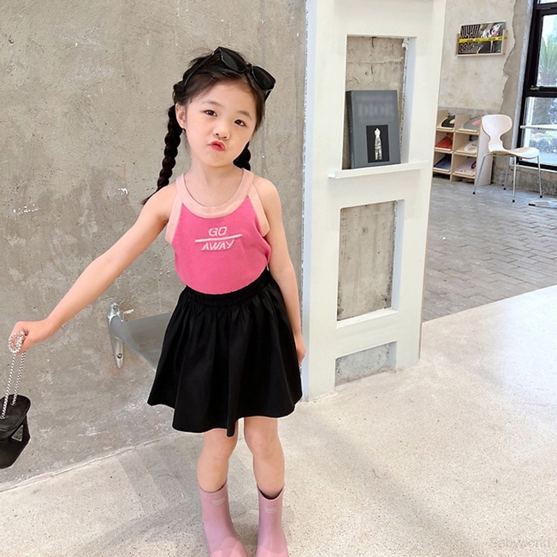 Áo Hai Dây Dệt Kim In Chữ Cái Thời Trang Mùa Hè Cho Bé Gái