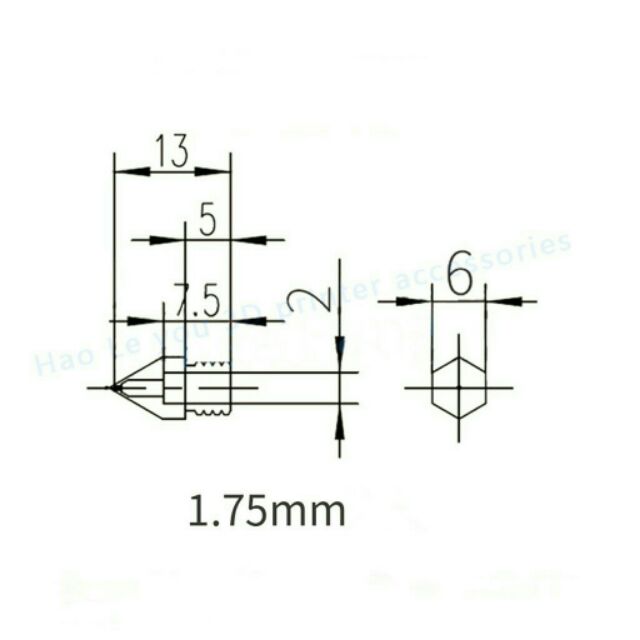 Phụ kiện máy in 3D, đầu phun 0,4mm ( đầu nhọn )