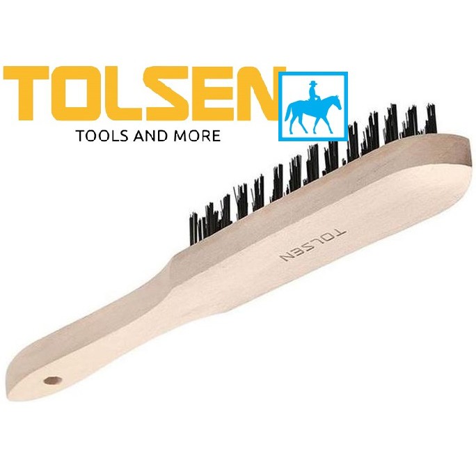 Bàn Chải Sắt Thép Cán Gỗ 3 Hàng TOLSEN 32061